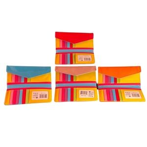 Patent Leather Button Closure Trifold Wallet Clutch